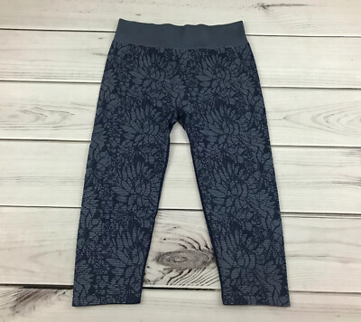 FABLETICS Blue Seamless Floral Jacquard Sebastian Capri Leggings