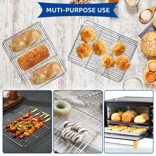 2Pcs Baking Rack Cooling Rack Stainless Steel Metal Roasting Cooking Rack qrZpn - Picture 2 of 12