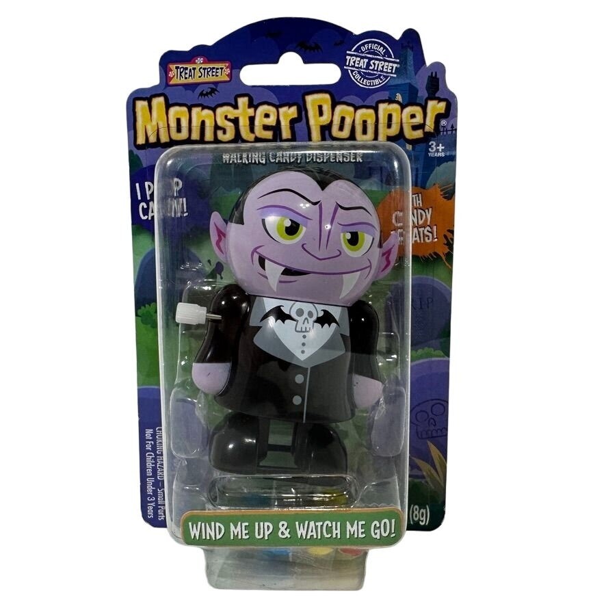 MONSTER POOPER Walking Candy Dispenser DRACULA Wind Up Toy NEW