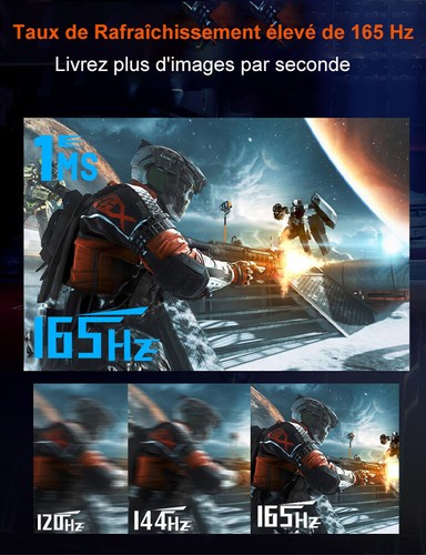 165Hz Moniteur de Jeu Portable 17,3 Pouces 2,5K avec Béquille UHD Externe Écran - Photo 3/23
