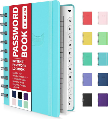 Password Book with Individual Alphabetical Tabs, 4''X5.5'' Small Password Notebook