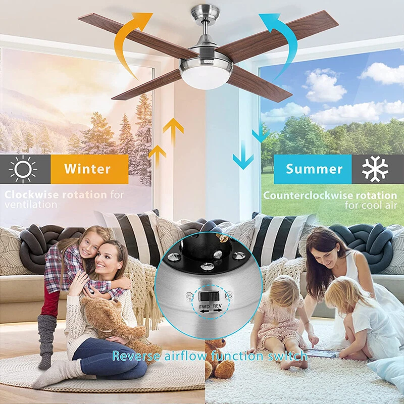 52'' 4 Blades Ceiling Fan w/ Dimmable LED Light Remote Control Reversible Motor - Image 4 of 4
