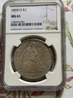 1859 o Liberty Seated Dollar NM NGC MS61