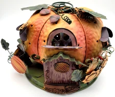 Home Interiors and Gifts Homco Tin Pumpkin Votive Candle Holder Fall / Halloween