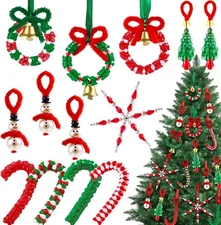 Vellibring 36 Set Christmas Beaded Crafts Ornament Beading Kit Mini Christmas Tr