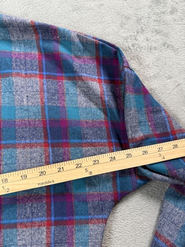 Vintage Pendleton Sweater Cardigan Mens Medium Blue Plaid Wool Made in USA 90s - Picture 13 of 16