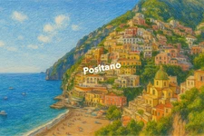 Positano Coloured Pencil Art (AI GENERATED IMAGE)