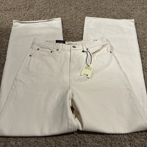Neu mit Etikett Levi’s Premium Ribcage Wide Leg Jeans weiß super hoher Bund 28 x 32