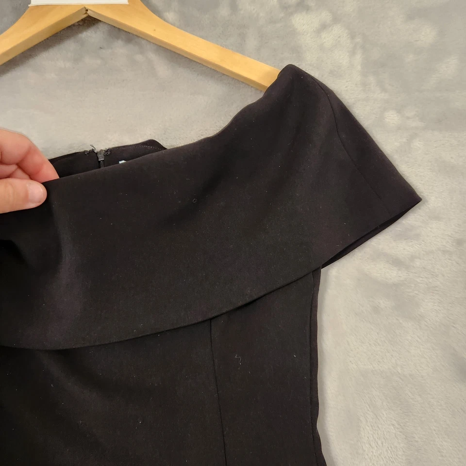 KOOKAI DRESS Size 36 Black Off Shoulder Cape Corporate Bodycon SLEEVELESS ZIP UP — 第 4/4 张图片
