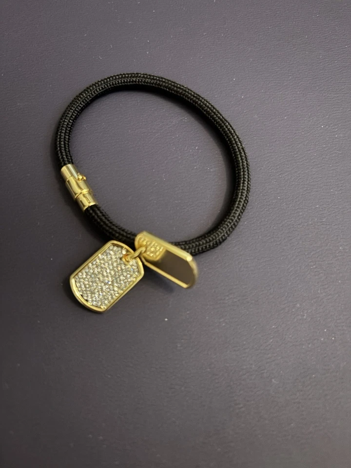 Pulsera Stella Valle Cristal Etiqueta de Perro ASPIRE por Lori Greiner Chapada en Oro 7-1/4" Foto 3 de 4