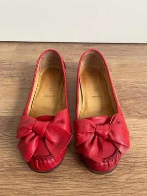 Galucci Italy Ballerina Schleife Gr. 38 Rot Slipper Echt Leder Damen Schuhe