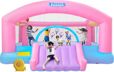 Large Inflatable Bounce House for Kids with Slide, Hoop  Ball Pit - Pink