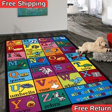 Kids Rugs Educational Learning Alphabet Non-Slip Rugs for Kids Room Area Rugs