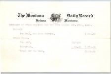 "The Montana Daily Record" Helena, MT 1903 Billhead Statement Buffalo Vignette