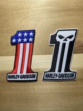 Set Of 2 Harley Davidson 3” Number One Embroidered Iron On Patches