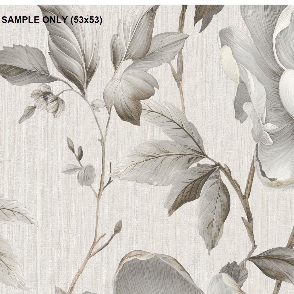 ** SAMPLE Muriva Alethia Floral Grey Wallpaper (53x53)