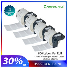4ROLLS 29mmx62mm Shipping Label 1-1/7"x2-3/7" Compatible Brother QL-800 DK-1209