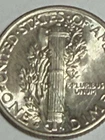 1943 D Mercury Dime UNC  Full Band Torch Beautiful 10 Cents silver .900