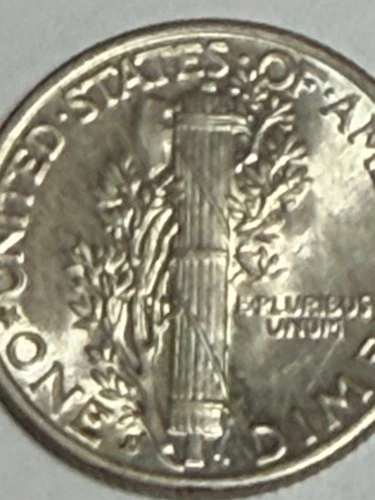 1943 D Mercury Dime UNC  Full Band Torch Beautiful 10 Cents silver .900