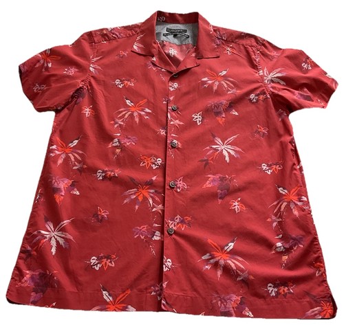 Ted Baker Mens Short Sleeve Floral Hawaiian Shirt Size 4 Large Red - Picture 12 of 22