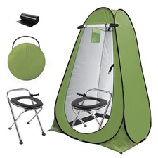  Pop Up Privacy Shower Tent - Portable Outdoor Camping green with toilet tent