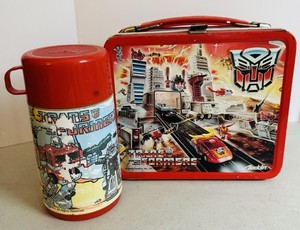 Vintage 1986 Transformers Metal Lunchbox & Thermos