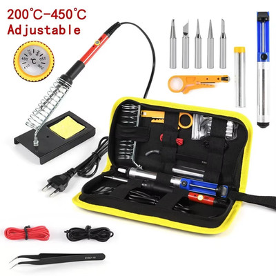 Lötkolben Kit 220V 80W Solder Schweißen einstellbare Temperatur Entlötpumpe