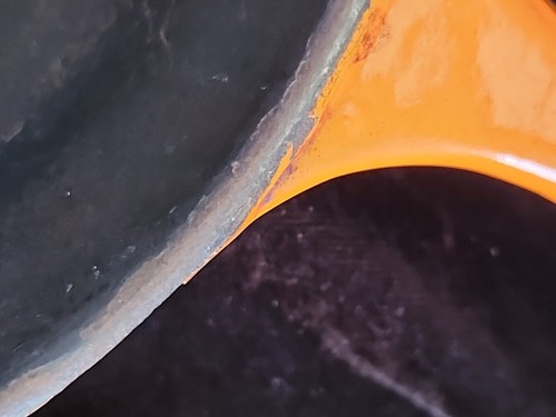 Vintage Orange Le Creuset #20 Cast Iron Enamel 7.5" Skillet Double Pour Spout - Picture 4 of 5