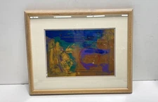 Abstract Painting 35mm Camera Mixed Media by Freeart Ramon Signed. Matted Framed
