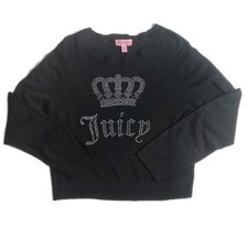 Juicy by Juicy Couture Black Sweatshirt Women's Sz Large Rhinestone Logo