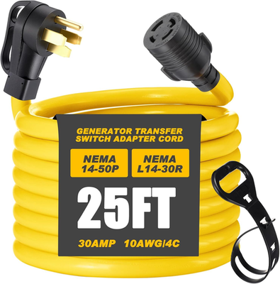 #ad #ad 25FT Generator Transfer Switch Adapter Cord Compatible with NEMA 14 50P to L14 3 $139.23