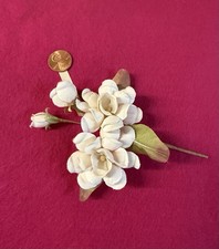 Fabric Millenary 2 Flowers with 2 Buds Rose Pick - Vintage- Czechoslovakia