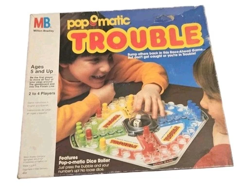 Vintage 1986 Trouble Board Game Pop O Matic Milton Bradley Complete & Works