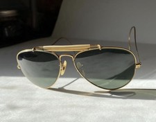 Vintage 1960s Bausch  Lomb Ray-Ban Aviator Sunglasses 12K Gold Cable Temple USA