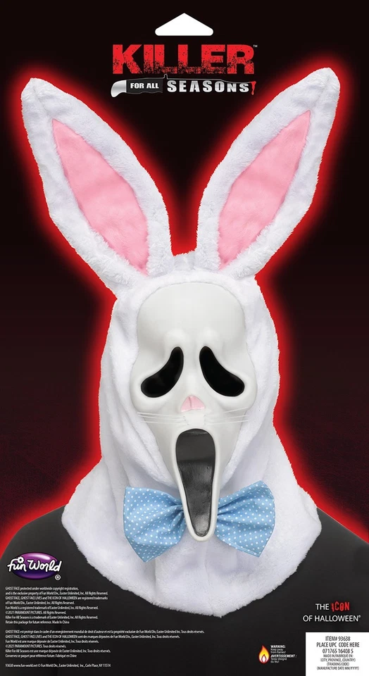 Ghost Face Easter Bunny Mask - Fun World - Image 4 of 4