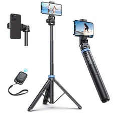 62" Tripod & Selfie Stick Extendable Photography Light Stand with Wireless Re...
