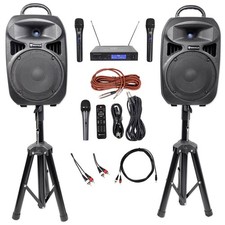 Rockville Dual 8" Phone/ipad/Laptop Youtube Karaoke Machine/System Wireless Mics