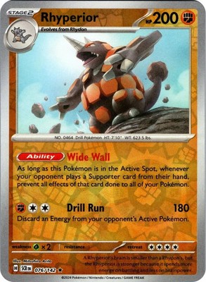 Rhyperior - Reverse Holo Card - Stellar Crown - Pokemon TCG - 076/142