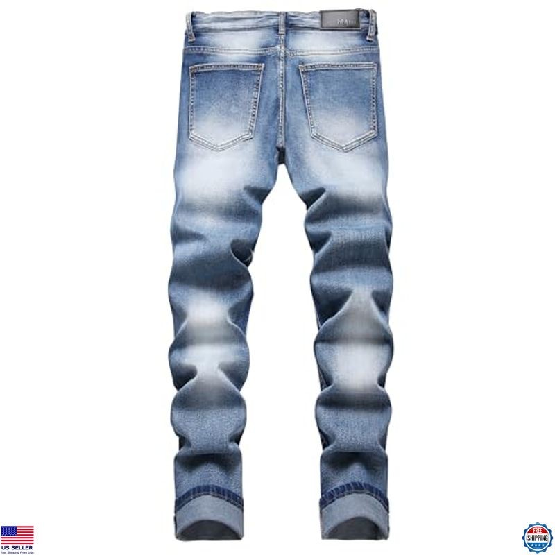 Slim Fit Stretch Ripped Biker Jeans For Men Casual Denim Pants Comfort slim-fit-stretch-ripped-biker-jeans-for-men-casual-denim-pants-comfort