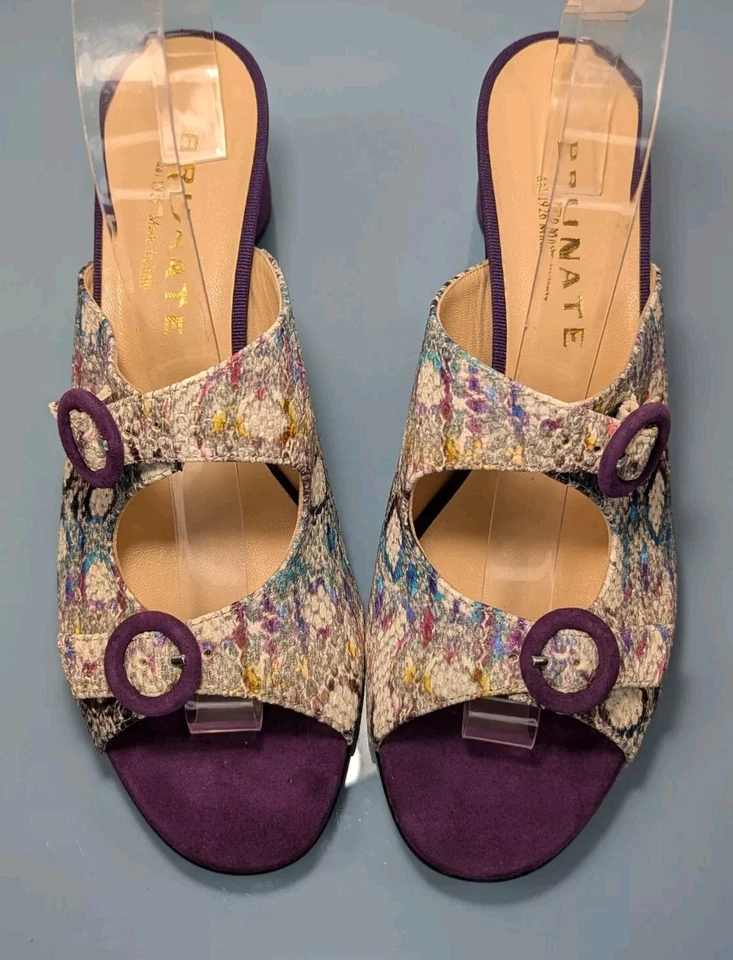 全新 BRUNATE 意大利 复古 Y2K 尺码 9.5-10 蛇皮麂皮绒高跟鞋拖鞋凉鞋 — 第 4/4 张图片