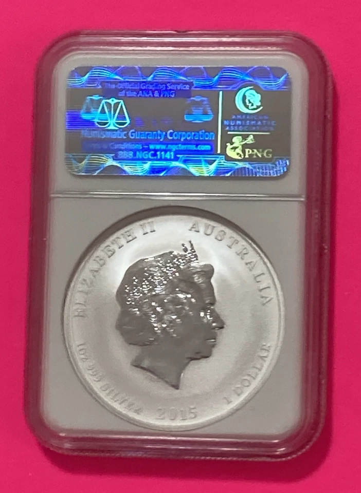 2015P 1oz Australia Lunar Series II Year of The GOAT Silver $1 Coin NGC MS70 - Image 2 of 2