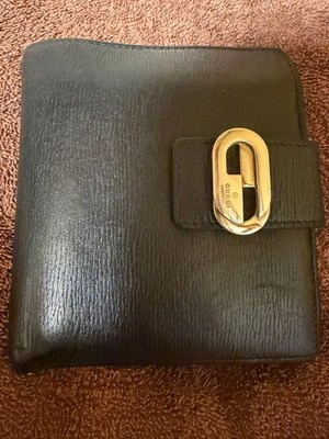GUCCI Rare Vintage Womens Small Bifold Two Fold Wallet Brown Monogram Authentic