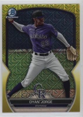 2023 Bowman Chrome Mega Box Yellow Mojo Refractor 34/75 Dyan Jorge #BCP-235 0m4q