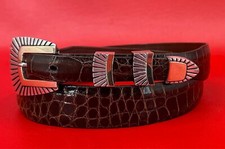 James Reid Square Ray 14k Gold And Sterling Silver Buckle Alligator Belt Set 38
