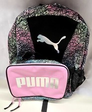 Mochila Puma Kids con lonchera a juego, rosa/floral, nueva con etiquetas
