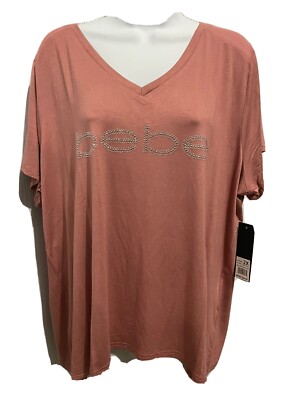 Bebe logo sport Rhinestud tee,Rose Dust size(2X)#120B | eBay display picture 2