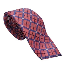 Perry Ellis Portfolio Red Purple Plaid Mens Necktie 100% Polyester