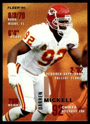 1995 Fleer #182 Darren Mickell Rookie Kansas City Chiefs | eBay