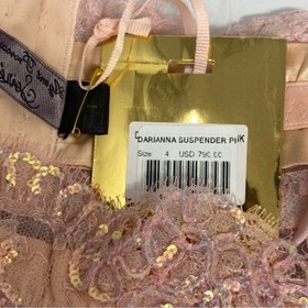 Agent Provocateur Darianna SOIREE Pink Sequin Suspender AP4 Large  NWT $790