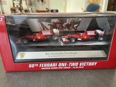 Hot Wheels 1/43 80th Ferrari One Two Victory Bahrain Alonso Massa Limited F1 GP - Photo 1/4